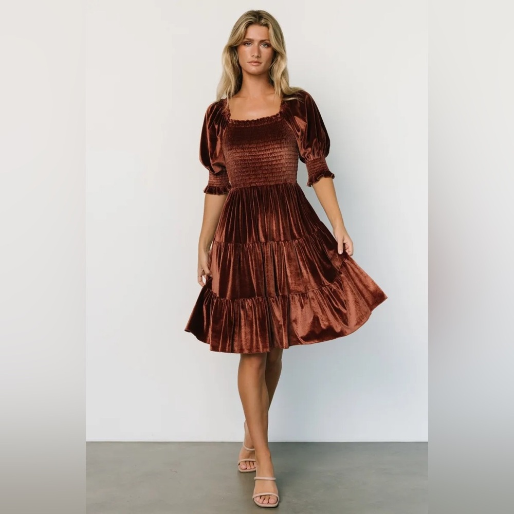 Baltic Born smocked velvet dress